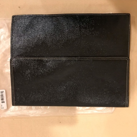 Vintage 1990’s Tusk black patent leather extra flat clutch. NWOT. Pristine. - Picture 2 of 6